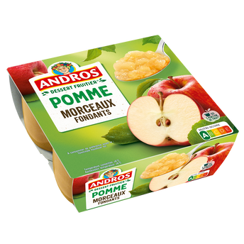 Image de Dessert fruitier pomme avec morceaux ANDROS 4x100g soit