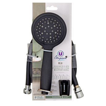 Image de U MAISON
Kit douchette comprenant douchette 5 jets diamètre 100mm raccord M1/2standard