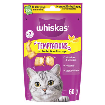 Image de WHISKAS TEMPTATIONS Friandises au Poulet et au Fromage