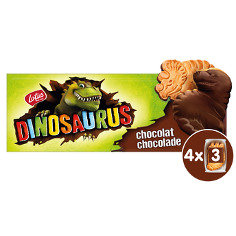 Image de Biscuits dinosaurus chocolat noir LOTUS paquet x12