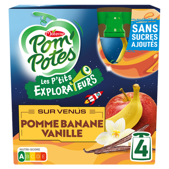 Image de Compotes Gourdes Les P'tits Explorateurs Sur Venus Pomme Banane Vanille POM'POTES