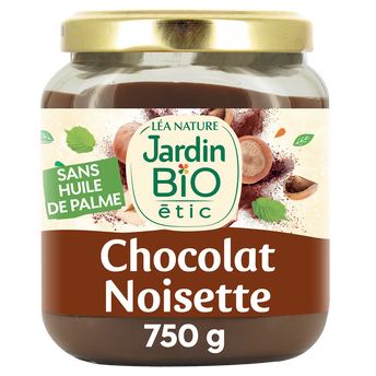 Image de Pâte à tartiner chocolat noisette bio JARDIN BIO, pot verre