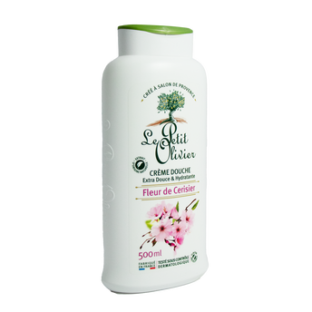 Image de Crème de douche extra douce à l'extrait naturel de fleur de cerisier LE PETIT OLIVIER, flacon de
