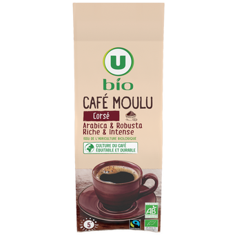 Image de U BIO
Café moulu Bio Café moulu corsé Max Havelaar