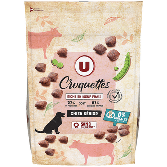 Image de U
Croquettes pour chien senior sans céréales riche en boeuf frais