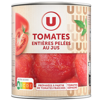 Image de U
Tomates entières pelées au jus - Boîte