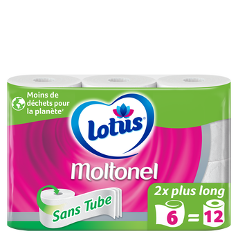 Image de Papier toilette sans tube uni Lotus MOLTONEL 6 rlx =
