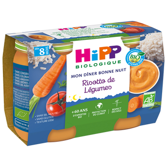 Image de Petit pot bio pour bébé risotto de légumes HIPP, dès 8 mois