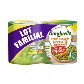 Image de Petits pois doux et carottes vapeur BONDUELLE bte 4/4 530g