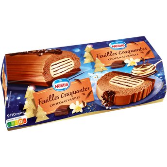 Image de Bûche glacée feuilles craquantes chocolat vanille NESTLE 540g - 9/10