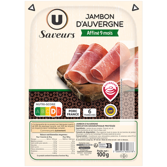 Image de U SAVEURS
Jambon d'Auvergne IGP - x6 tranches