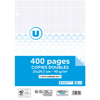 Image de U
Copies doubles perforées A4 400p petits carreaux