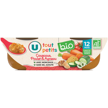 Image de U TOUT PETITS BIO
Plats bébé bols couscous poulet agneau OF dès 12 mois