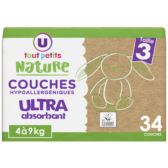 Image de U TOUT PETITS NATURE
Couches Taille 3  4/9kg