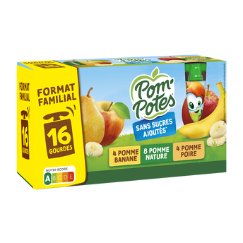 Image de Dessert fruitier SSA Pomme/Pomme Poire/Pomme Banane POM'POTE 16x90g Format