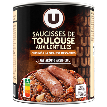 Image de U
Saucisses de Toulouse aux lentilles Boîte de