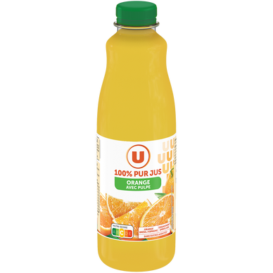 Pur jus d'orange avec pulpe pet 1L - Super U, Hyper U, U Express