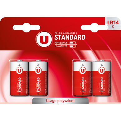 Piles Standard, LR14/C, 4 unités - Super U, Hyper U, U Express 