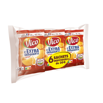 Vico Chips Extra-craquantes Nature Multipack Vico, 6 Sachets De 30g