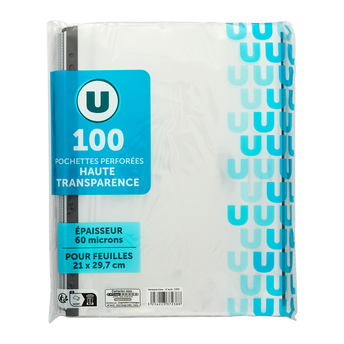 Image de U
Pochettes perforées lisses A4  renforcées