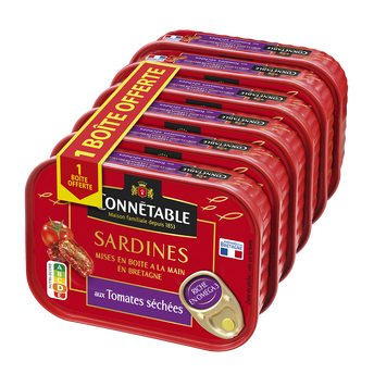 Image de Sardines à l'huile d'olive et aux tomates séchées CONNÉTABLE, boite de115g