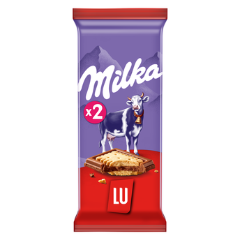 Image de Chocolat au lait et biscuit Lu MILKA - 2 tablettes de