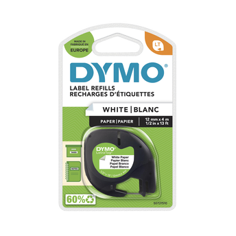 Image de Ruban papier pour DYMO électronique, 12mmx4m, blanc