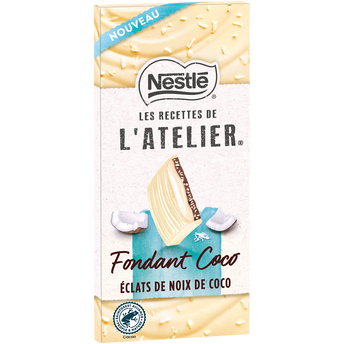 Image de Chocolat blanc fondant coco éclats noix de coco, LES RECETTE DE L'ATELIER, tablette