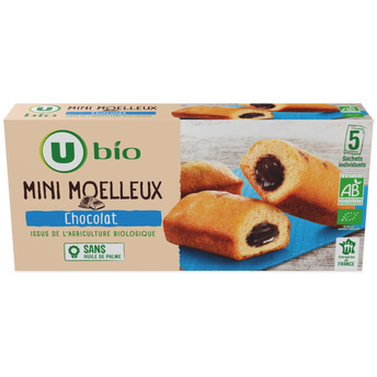 Image de U BIO
Gâteaux Mini moelleux bio fourrés au chocolat 5 unités de 28g