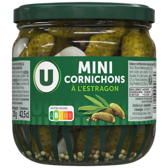 Image de U
Cornichons mini à l'estragon, bocal de 42cl
