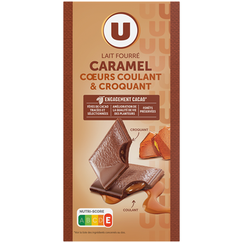 Image de U
Chocolat au lait fourré caramel double texture  Tablette de