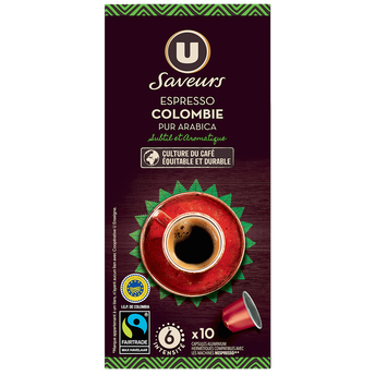 Image de U SAVEURS
Café capsules Bio ESPRESSO COLOMBIE N°6 - compatible NESPRESSO