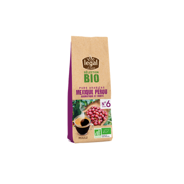 Legal Café Moulu Sélection Bio Mexique Et Pérou Bio Legal, Paquet De 250g