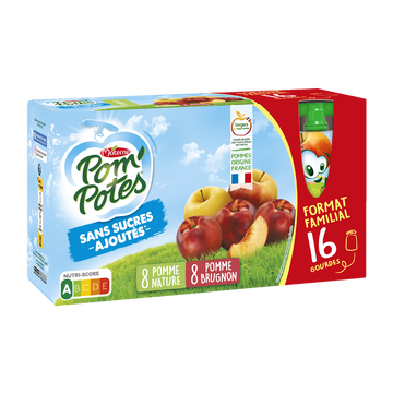 Materne Pom'potes Sans Sucre Ajouté Pommes Brugnon Materne 16x90g
