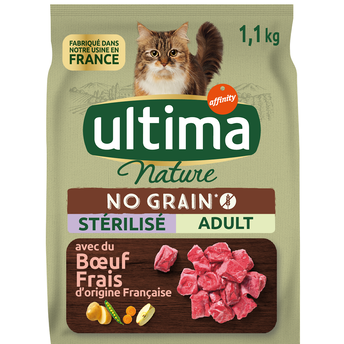 Image de Croquette pour chat adulte stérilisé boeuf no grain Nature ULTIMA