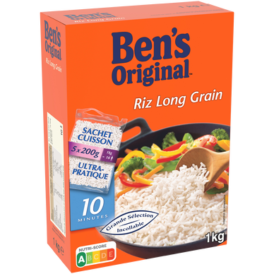 BEN'S ORIGINAL  Riz Long Grain 10 min 1Kg Sachet Cuisson