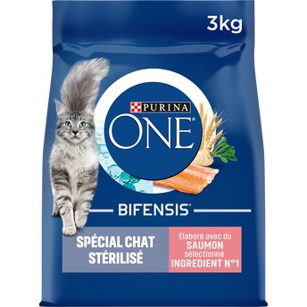 Image de Croquettes pour chat adulte stérilisé Saumon, Blé PURINA ONE