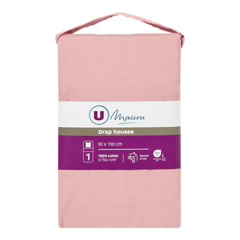 Image de U MAISON
Drap housse 90x190cm bonnet 27cm qualite 57