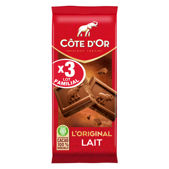 Image de Chocolat au lait COTE D'OR - 3 tablettes de