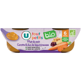 Image de U TOUT PETITS BIO
Carotte & Duo de légumineuses, dès 6 mois