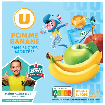 Image de U
Dessert fruitier Gourdes compote pomme banane sans sucre ajouté