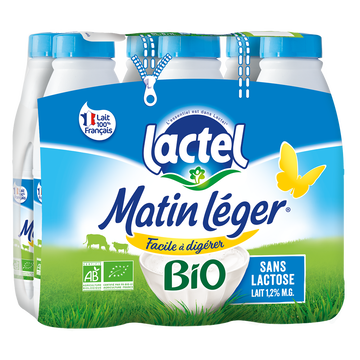 Lactel Lait Uht Sans Lactose 1,2%mg Bio Matin Leger Ble 6x1l