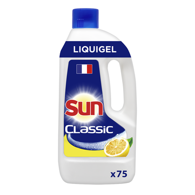 Liquide lave vaisselle mono gel citron SUN, 75 lavages, flacon de