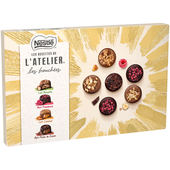 Image de Confiserie Chocolat Les Bouchées lait et noir carton LES RECETTES DE L'ATELIER NESTLE