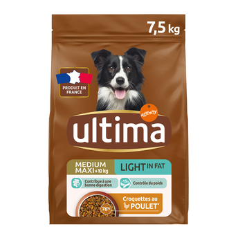 Image de Croquettes chien médium maxi light ULTIMA
