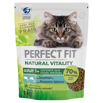 Image de Croquettes chat stérilisé Natural Vitality aux poissons PERFECT FIT