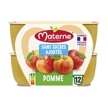 Image de Compotes Coupelles Sans Sucres Ajoutés Pomme MATERNE