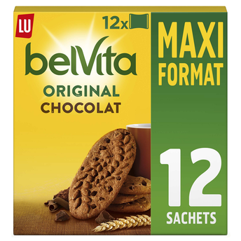 Image de Biscuits petit déjeuner au chocolat et céréales Belvita LU - Paquet