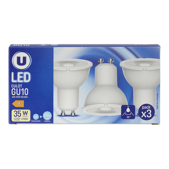 Image de U
Ampoule LED spot 35W GU10 plastique chaud