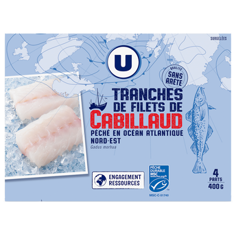 Image de U
Tranches de filet de cabillaud nature